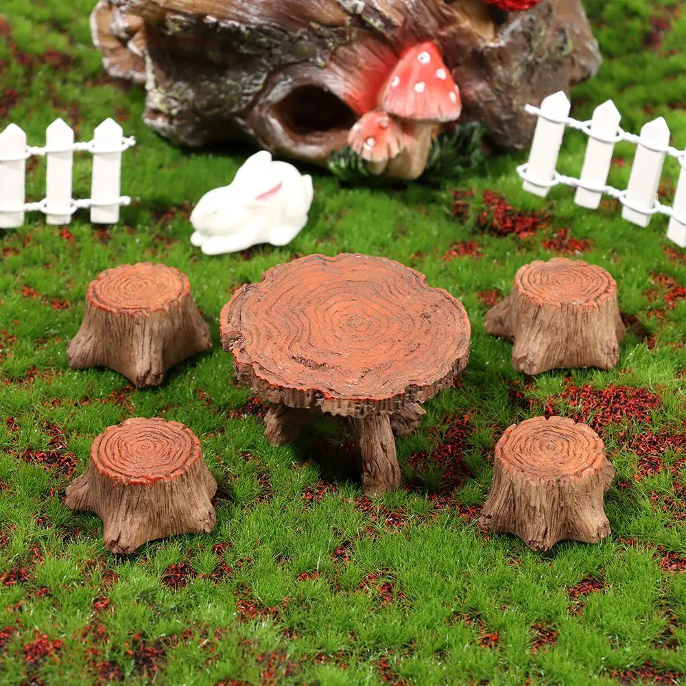 DIY Succulents Bonsai Fairy Garden Decor Miniature Stools Table Micro Landscapes Park Chair Figurines Mini Bench
