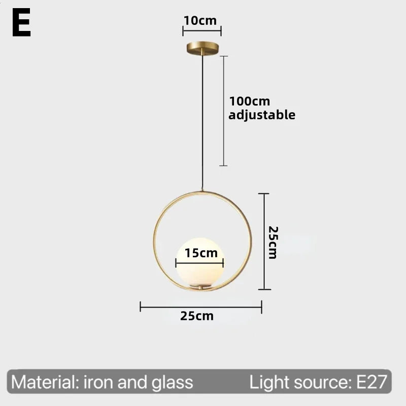 Nordic Bedside Bedroom Light Luxury Modern Simple Minimalist Restaurant Lamp Bar Long Line Single Head Gold Small Chandelier