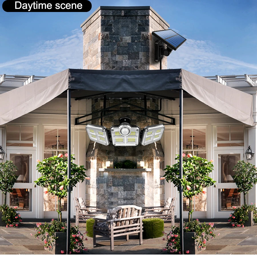 122/333LED Solar Lights Outdoor Motion Sensor Human Induction 3 Modes IP65 Waterproof Solar Power Garage Yard Corridor Wall Lamp