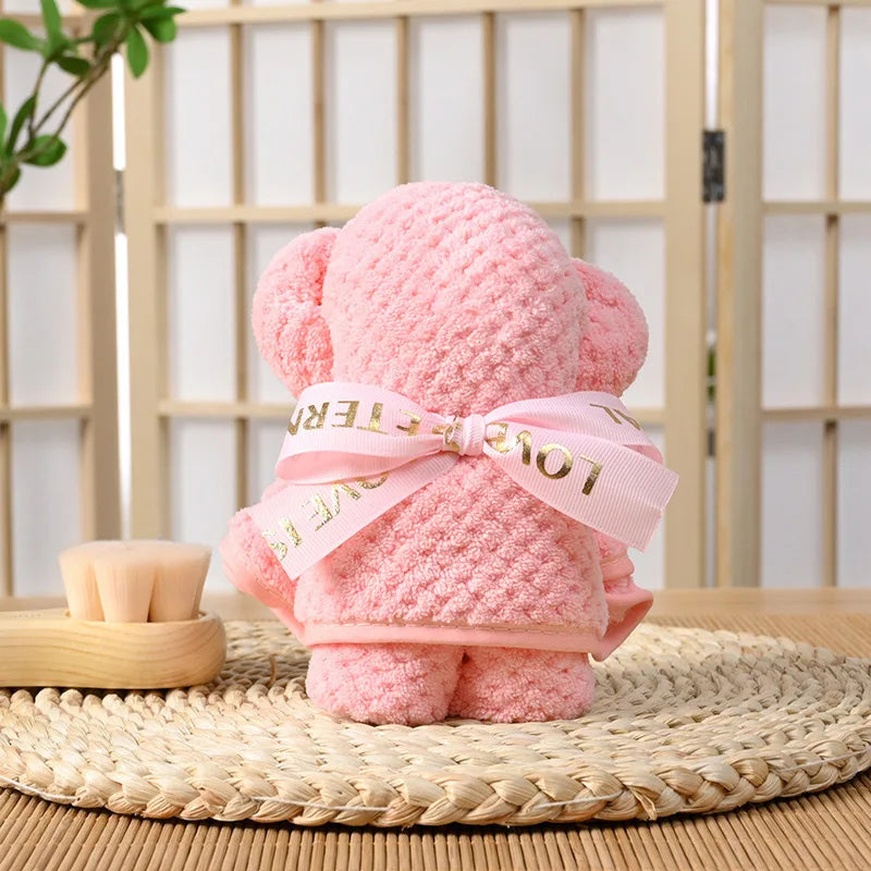 5pcs Little Bear Towels Wedding Companion Gifts Happy Gifts Happy Shop Small Square Towels Coral Velvet Towels
