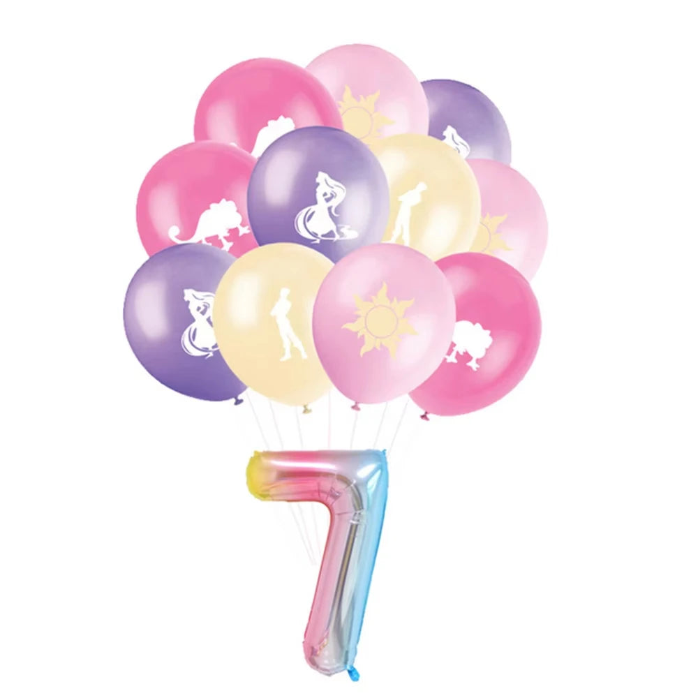 Disney Tangled Rapunzel Princess Party Decorations Disposable Paper Cup Plate Banner Balloons for Girls Birthday Party Supplies