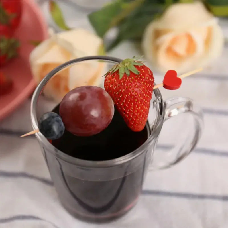 100Pcs Disposable Bamboo Skewers Food Picks Buffet Cupcake Fruit Fork Salad Vegetable Sticks Toothpick Skewer Party Cake Dessert