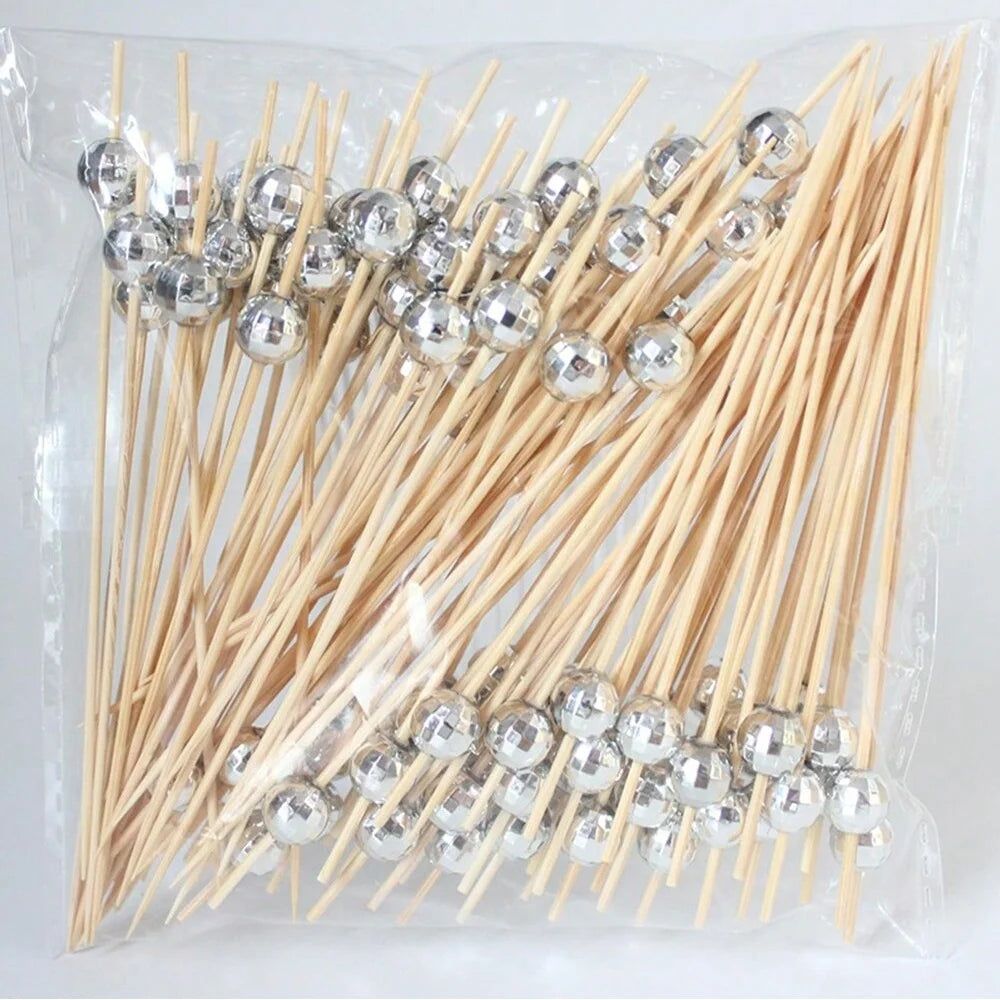 100pcs /50pcs Bamboo Fruit Fork Cocktail Prikker Skewers Disposable Fruit Fork Cocktail Prikkers Forks Food Picks Wedding Party