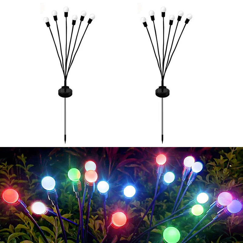6/8/10 LEDs Outdoor Summer Garden Solar Firefly Lanw Lamp Courtyard Corridor Holiday Atmosphere Decor Landscape Ground Lights