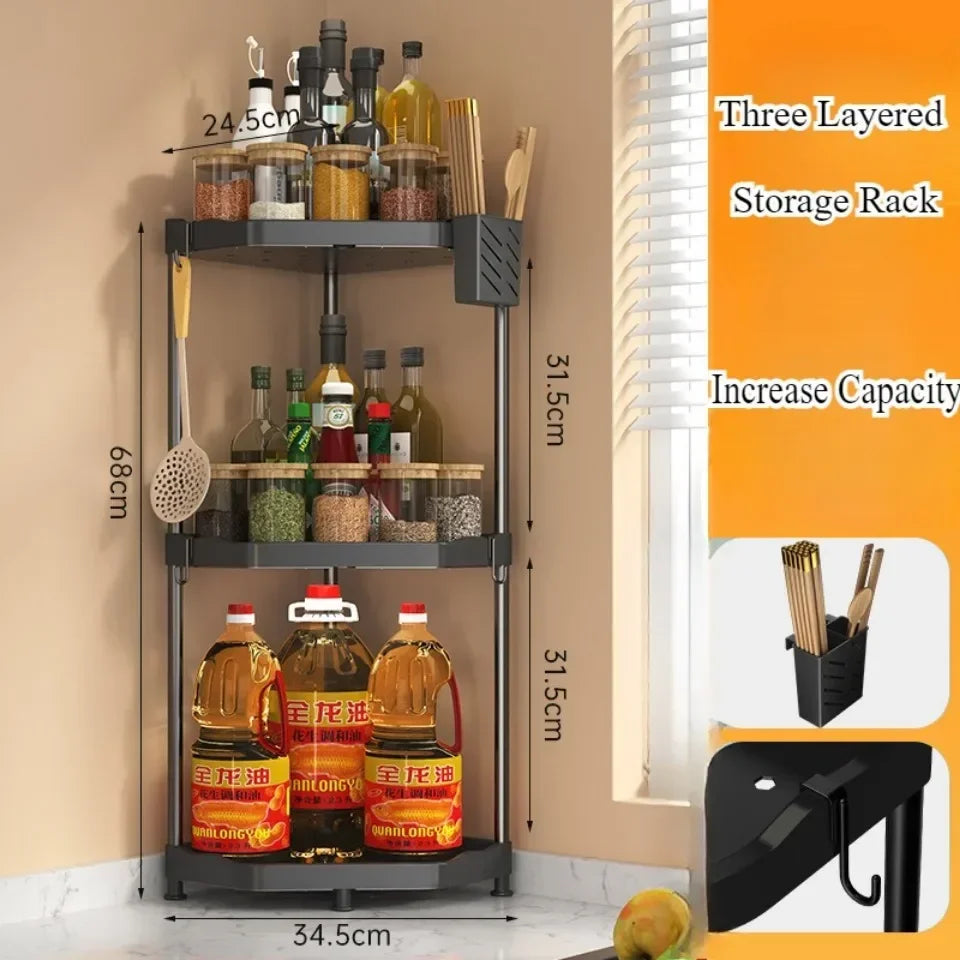 Kitchen Seasoning Shelf Spice Countertop Corner Stands Multi-layer Storage Easy To Clean High-quality Steel Plate Kitchen Shelf