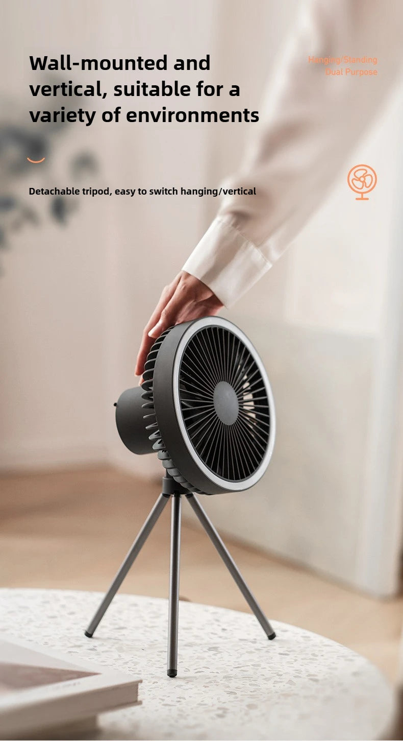 New 10000mAh Camping Fan with Power Bank LED Lighting Rechargeable Desktop Portable Circulator Outdoor Ceiling Electric Fan 2025