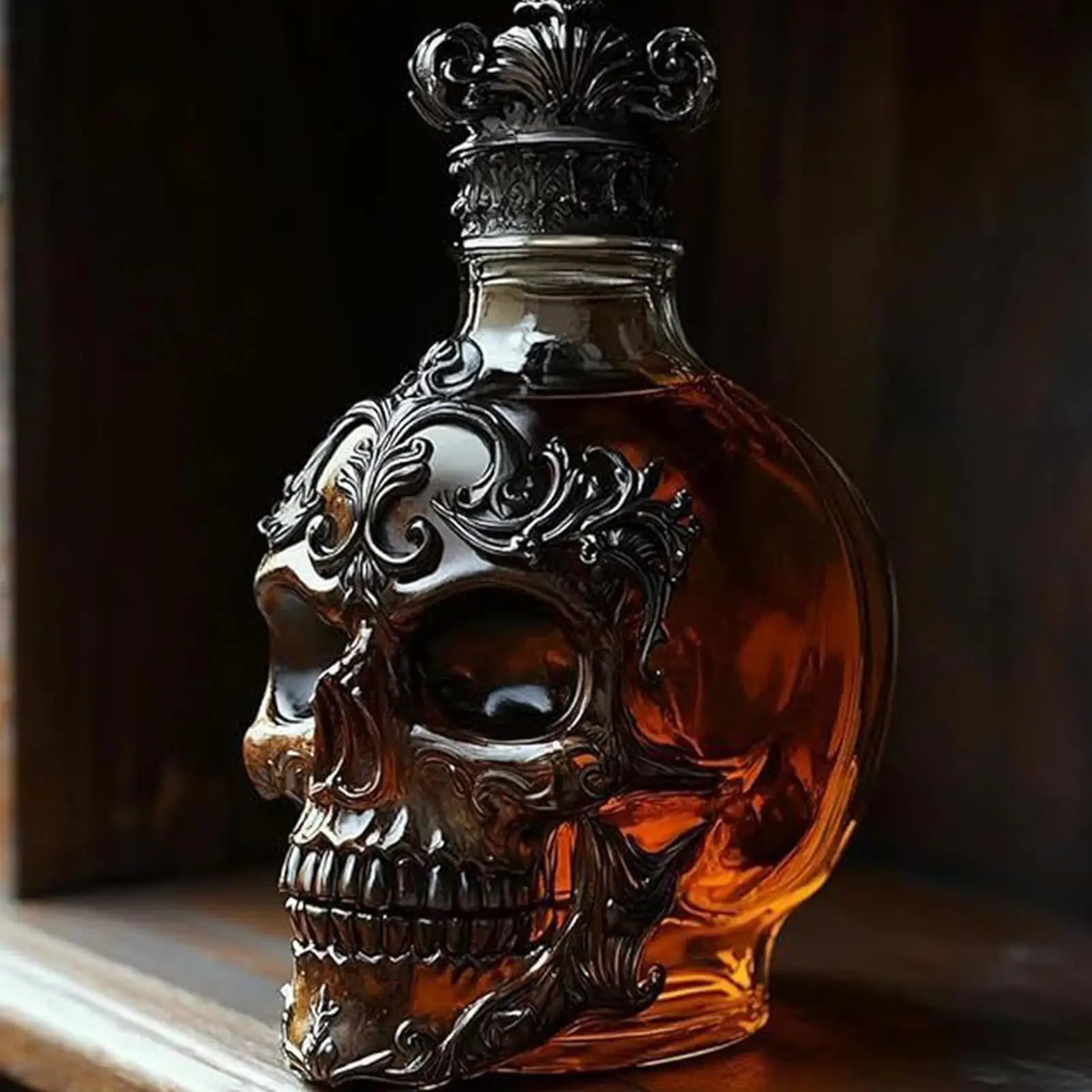 Skull glass whiskey decanator	Creative Skull Glass Wine Bottle  Gothic Glass Bottle decants home brewing & wine making barware