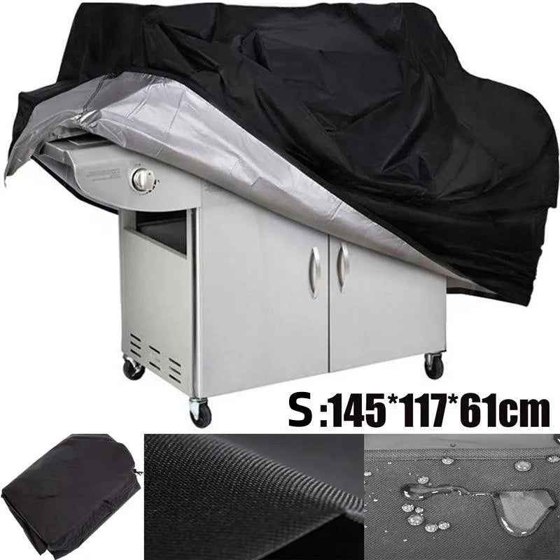 Black Waterproof BBQ Cover Outdoor BBQ Accessories Grill Cover Anti Dust Rain Gas Charcoal Electric Barbeque Protective Cover