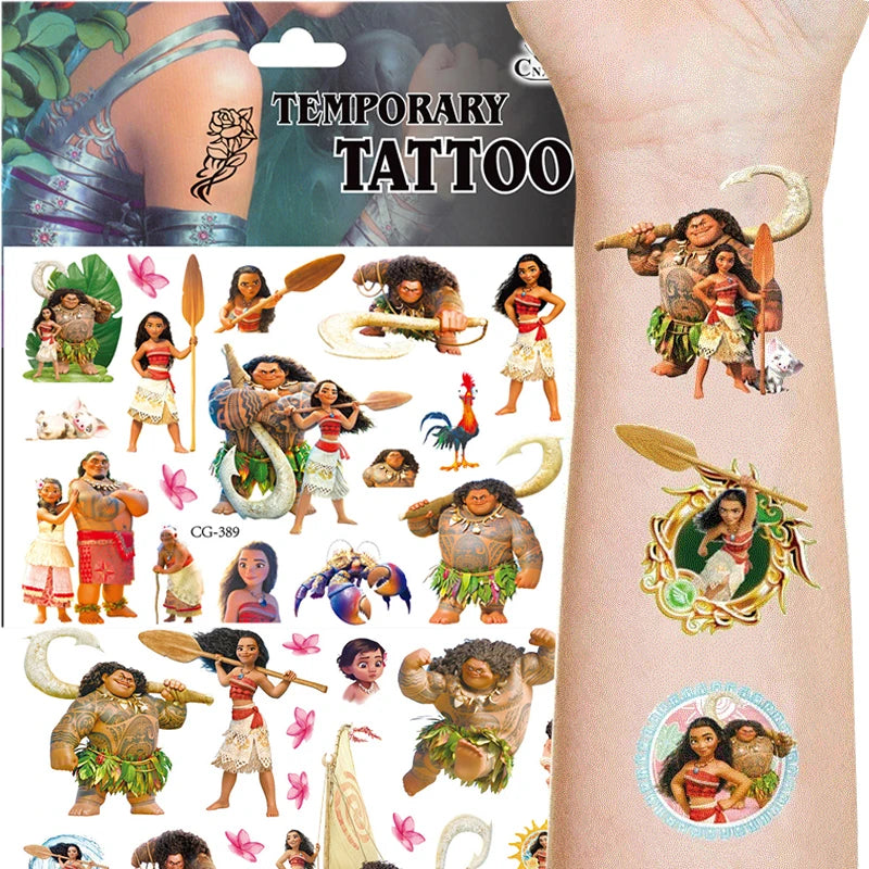 Disney Moana 2 Tattoo Stickers Party Favors Children's Toys Cartoon Sticker Kids Birthday Party Decoration Boys Girls Cute Gifts