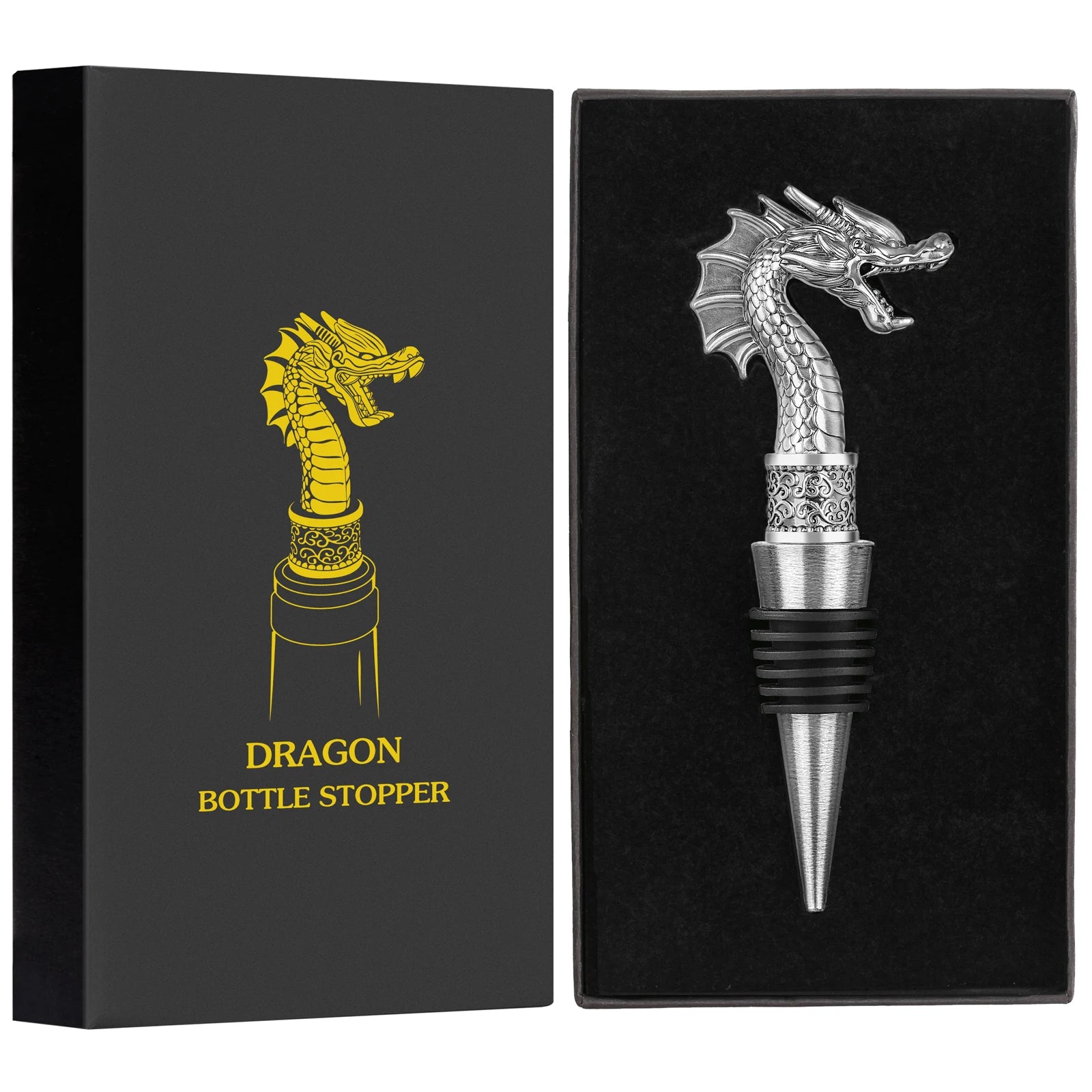 LKKCHER Useful 2-in-1 Dragon Head Wine Stopper and Opener Fashion Home Bar Ornaments Bottle Saver 2024 New Year Gifts for Men
