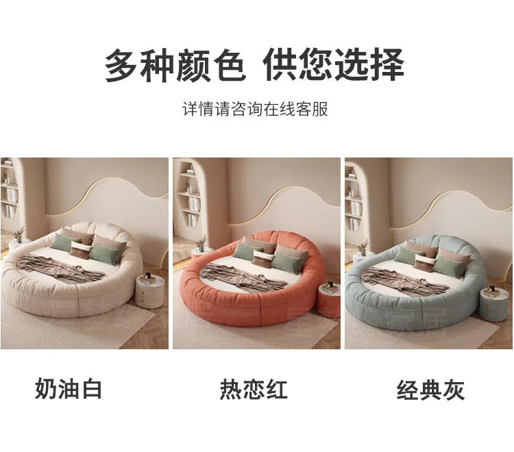 Minimalist white round bed 220x220cm high-end fashion creativity bedroom beds modern home camas moderrnas inteligentes furniture