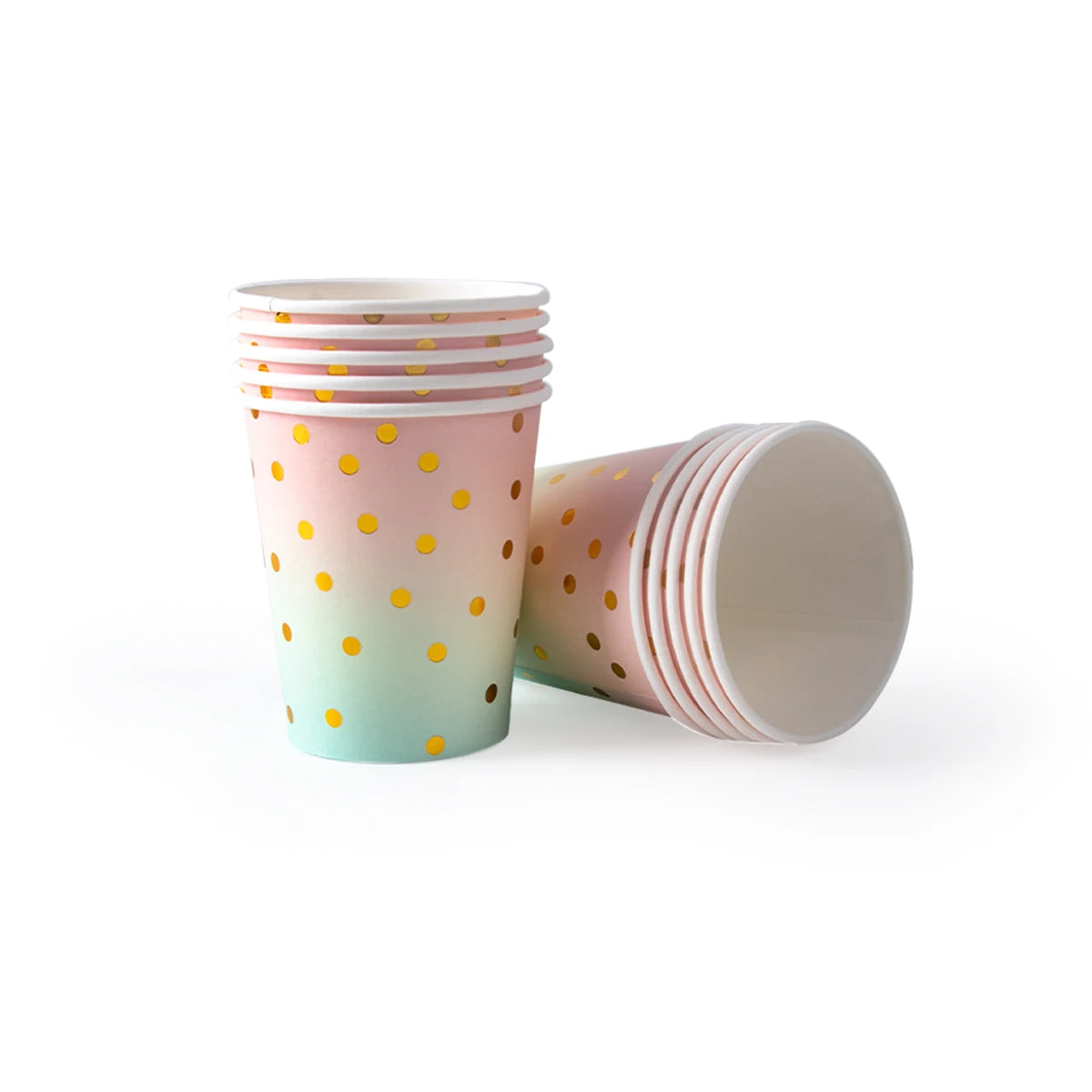 Rainbow Pastel Disposable Tableware Set Gold Glitter Happy Birthday Pattern Paper Plate Cup Napkins for Birthday Party Supplies