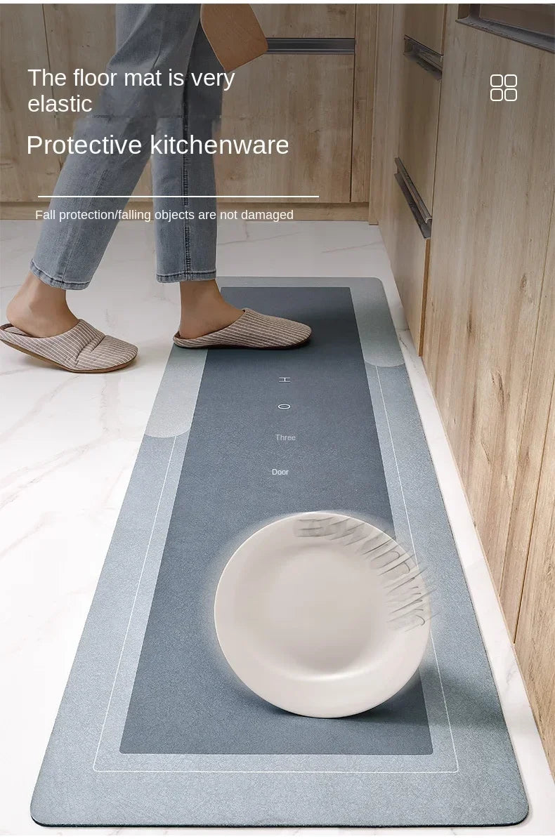 Kitchen Absorbent Mat Non-Skid Waterproof Wipeable Comfort Standing Kitchen Rugs and Mats Wipeable Wash Free Long Strip Carpet