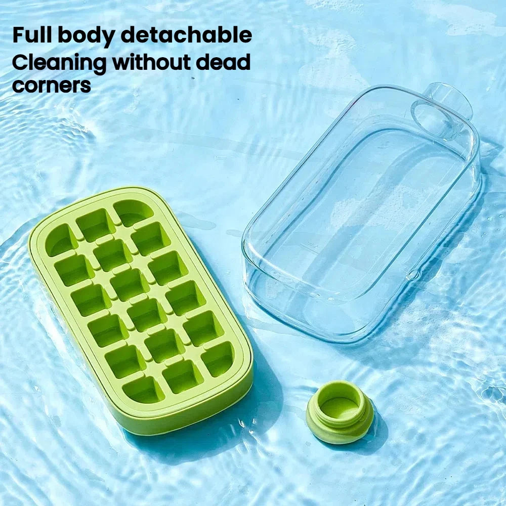 Portable Ice making Mold Ice Cube Tray With Lid and Straw Drinking Cup Silicone Freezer Ice Zero-contact Pressure Ice Cube Mold