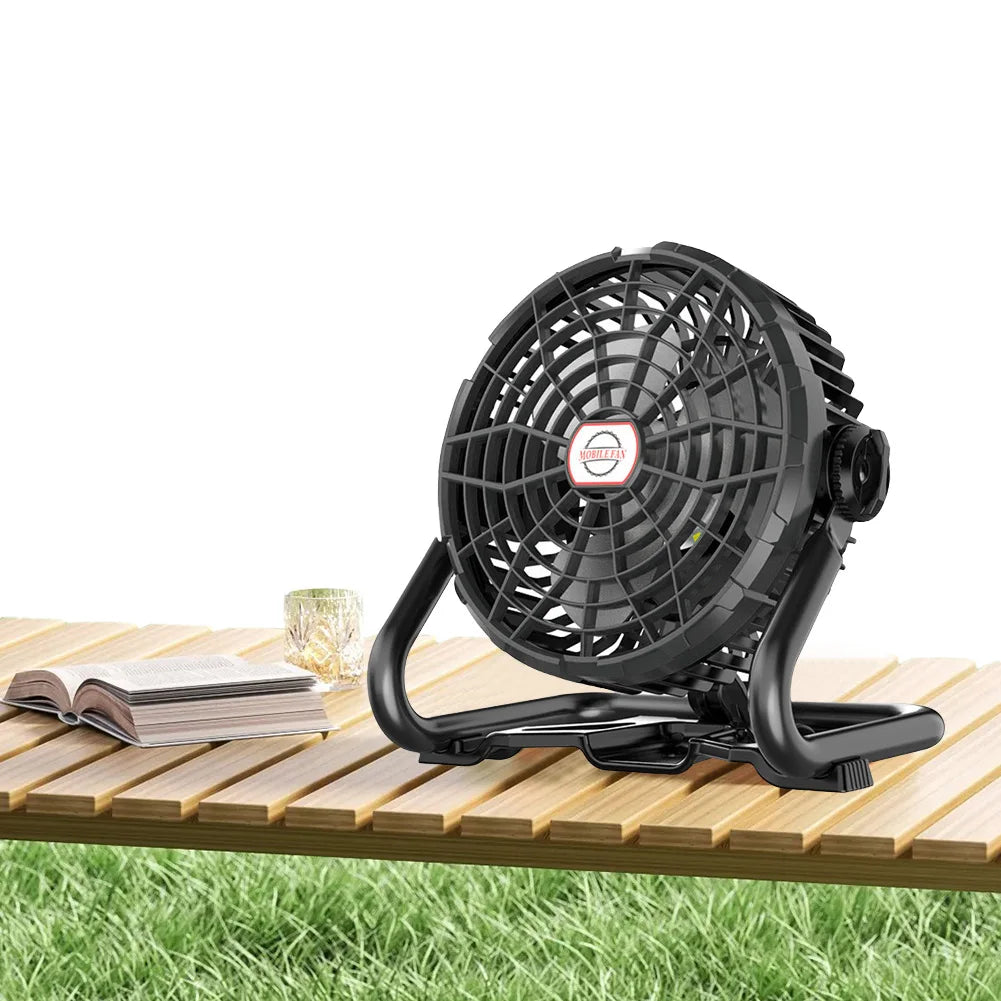 Portable Camping Fan with LED Camping Lamp USB Rechargeable Outdoor Tent Fan 4400mAh Camping Air Circulators for Fishing Picnic