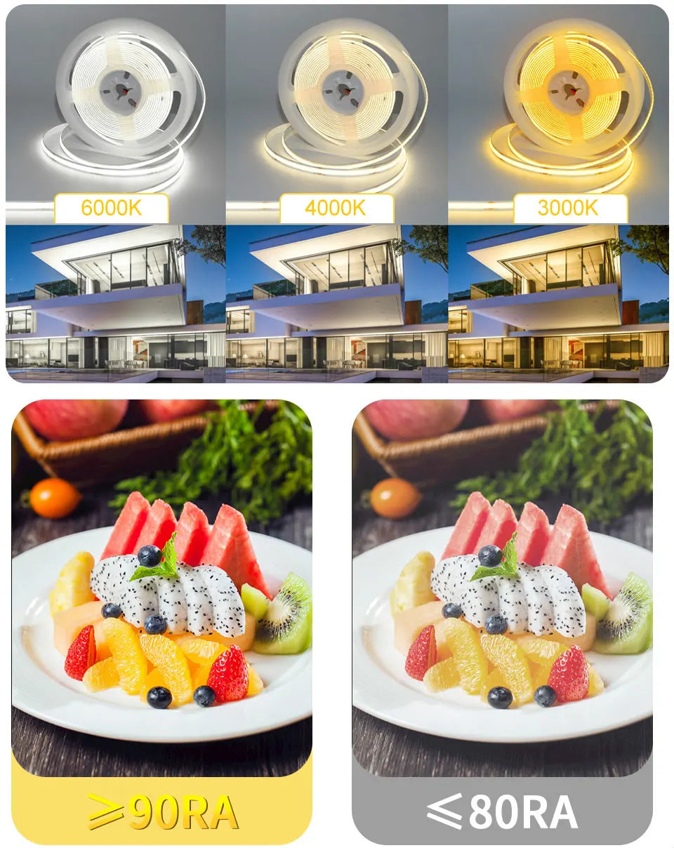 Linear Dimmable 24V 12V COB LED Strip Lights