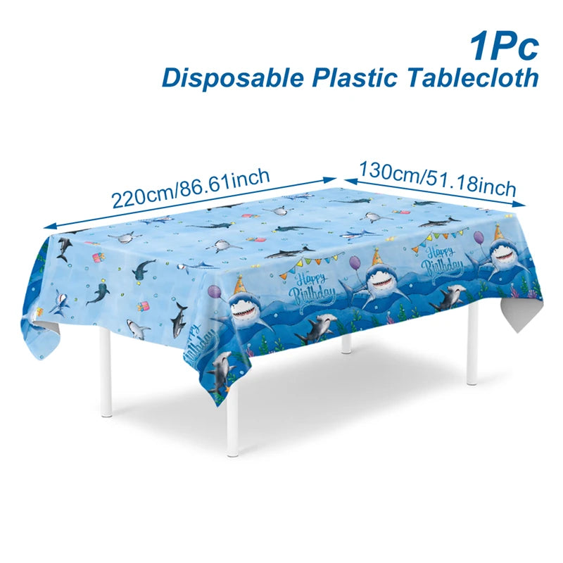 Shark Party Disposable Tableware Set Plates Cups Ocean Shark Birthday Party Decor Kids Boy Baby Shower Party Decor Supplies