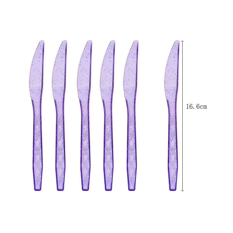 Transparent gold powder colored tableware Theme Birthday Decorations Party Disposable Tableware Paper Napkins Cups Plates