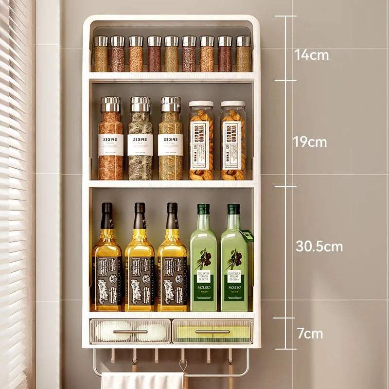 Kitchen Bathroom Wall Shelf Multi-layer Cupboard Seasoning Home Storage Rack Organizer Accessories Freestanding Space Saver