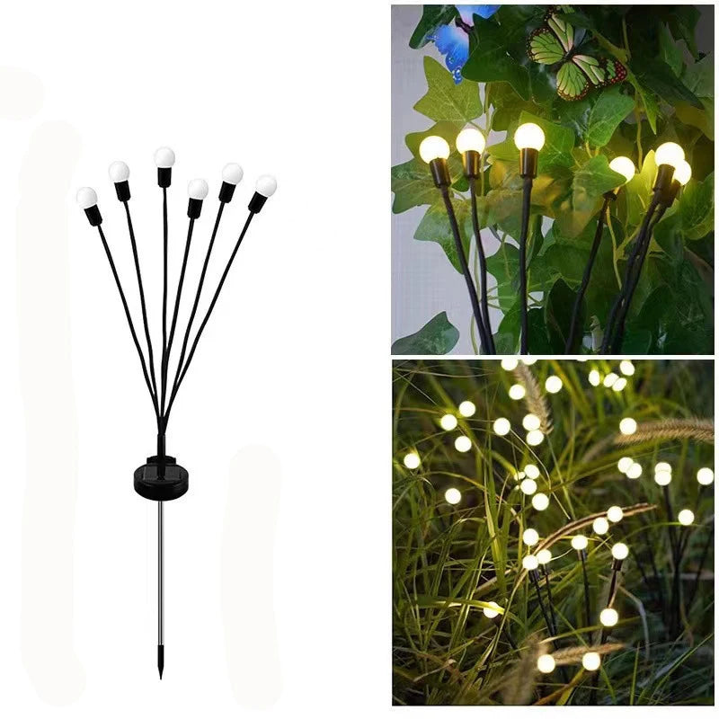 6/8/10 LEDs Outdoor Summer Garden Solar Firefly Lanw Lamp Courtyard Corridor Holiday Atmosphere Decor Landscape Ground Lights