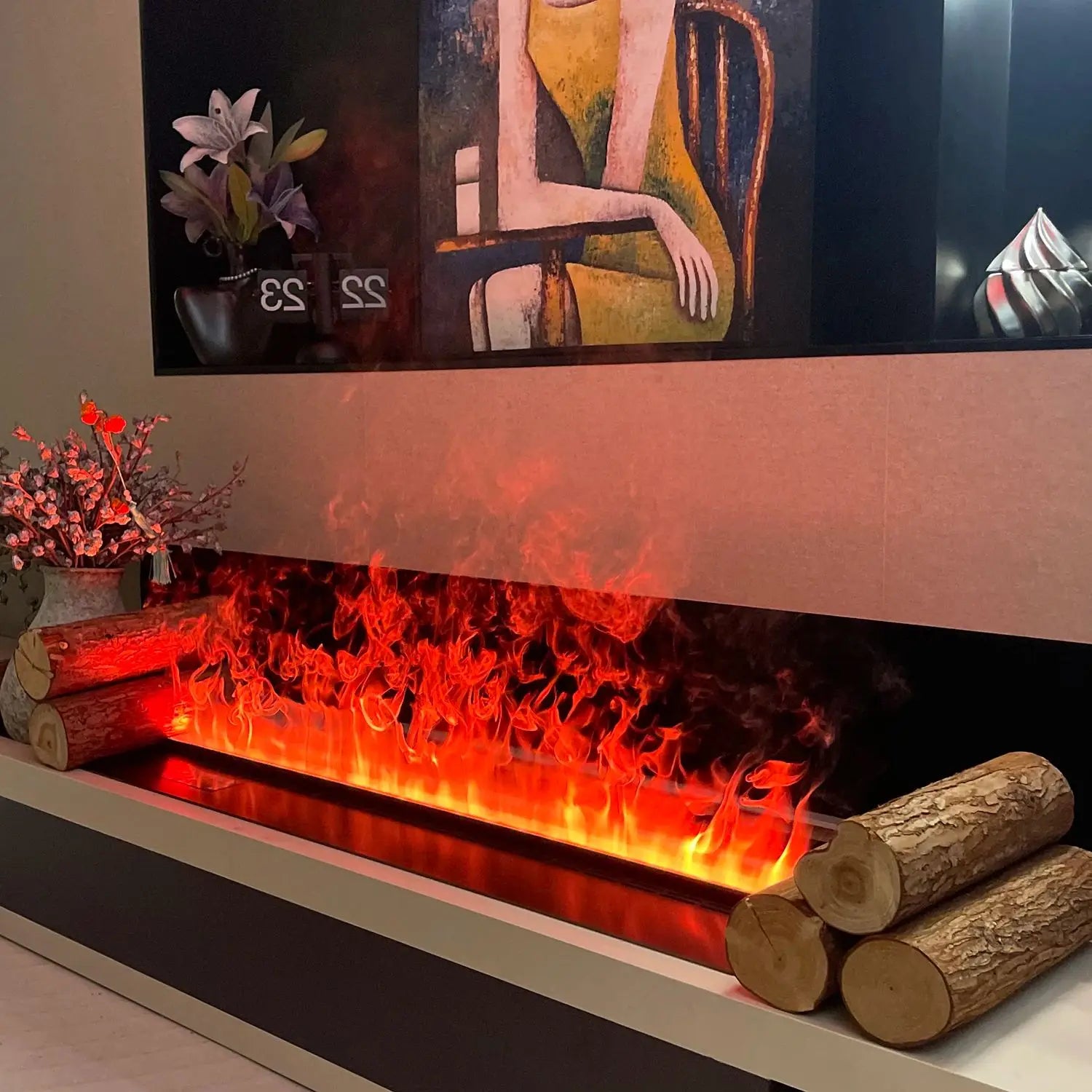 Smart Home 3D Atomized fireplace Decoration With Colorful Flame Decorative fire Mist Intelligent Electric Water Vapor fireplace