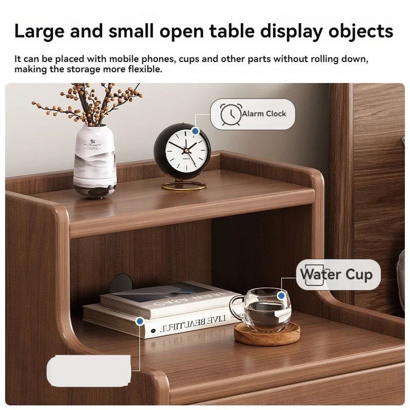 Bedside cabinet, household small bedroom storage, narrow cabinet, mini storage shelf, solid wood color, multi-purpose storage