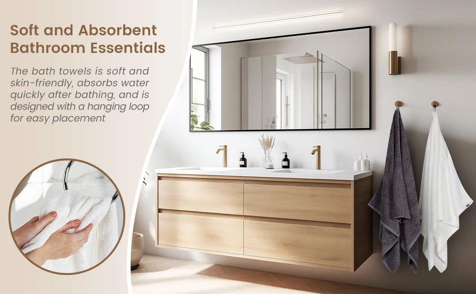 12 Pack Cotton Washcloths Solid Bulk Set SEMAXE 100% Cotton Ultra Soft Face Towels Absorbency for Bathroom Spa Cleaning Supplies