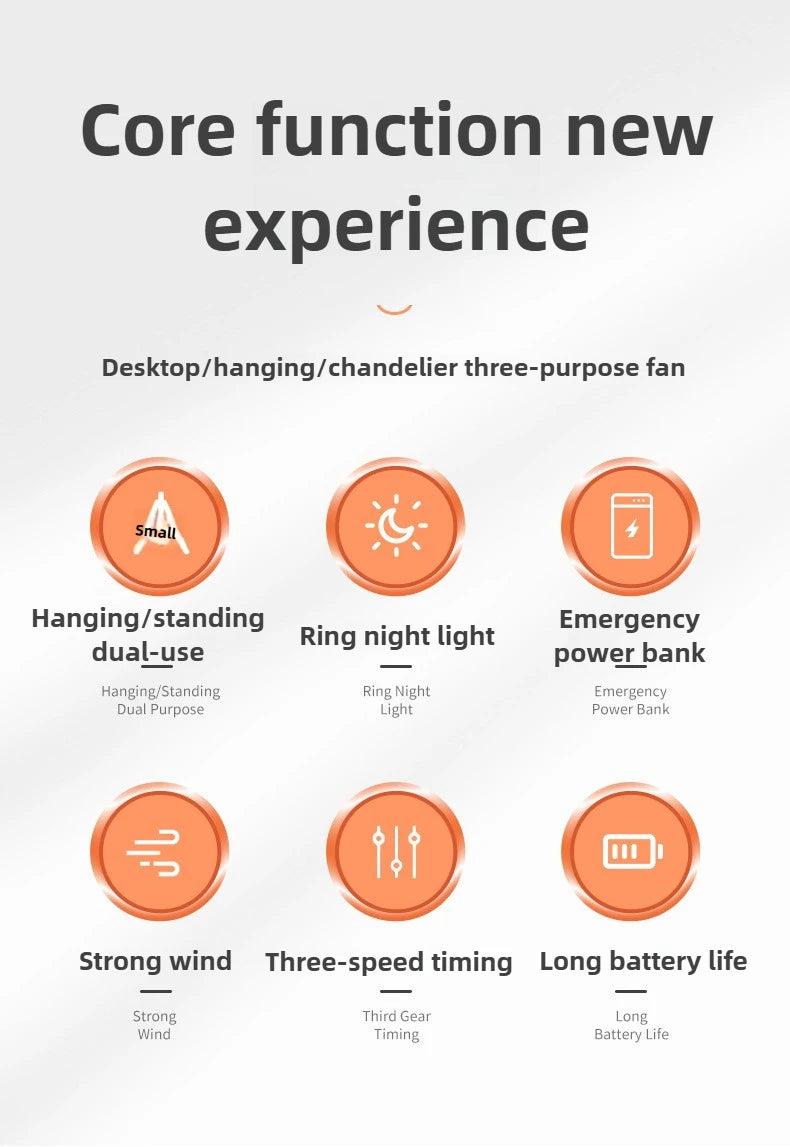 New 10000mAh Camping Fan with Power Bank LED Lighting Rechargeable Desktop Portable Circulator Outdoor Ceiling Electric Fan 2025