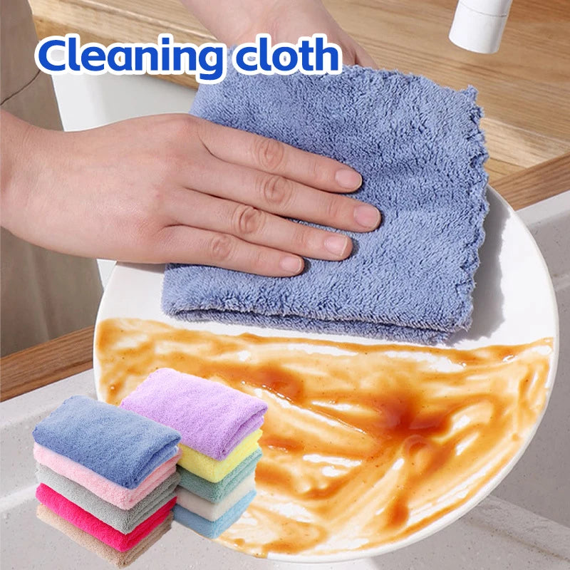 10 Pcs Polyester Washcloths Soft Absorbent Colorful Square Towels Cleaning Supplies Multi-Purpose Small Square Towel