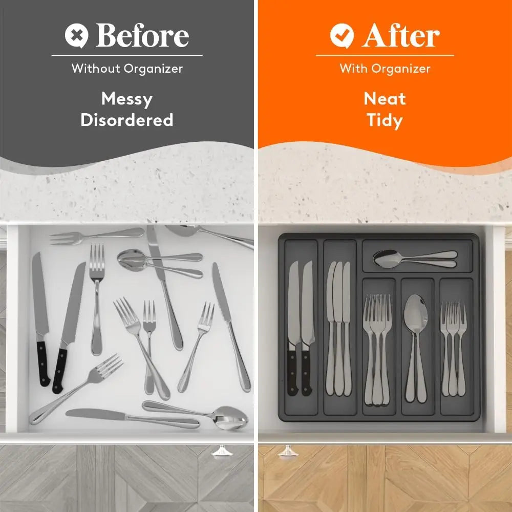 Kitchen drawer storage rack, cabinet tray, silverware storage rack with lid, plastic drawer with lid, cutlery tray, cutlery rack