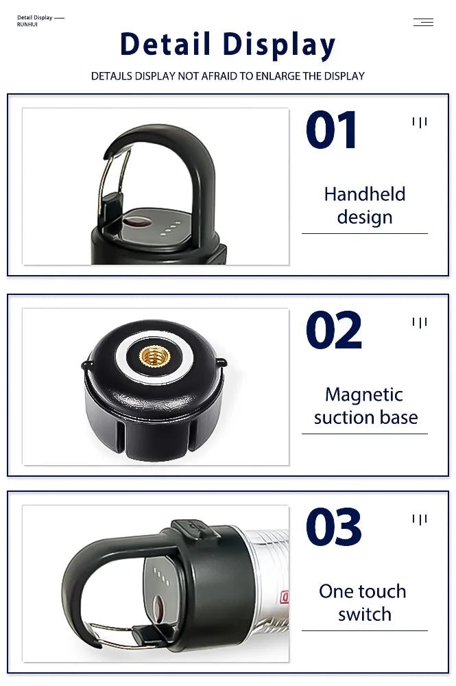 ML4 Outdoor Camping Lantern LED Camping USB Rechargeable Light, Free Tripod, Magnetic Base, 2 Lampshades