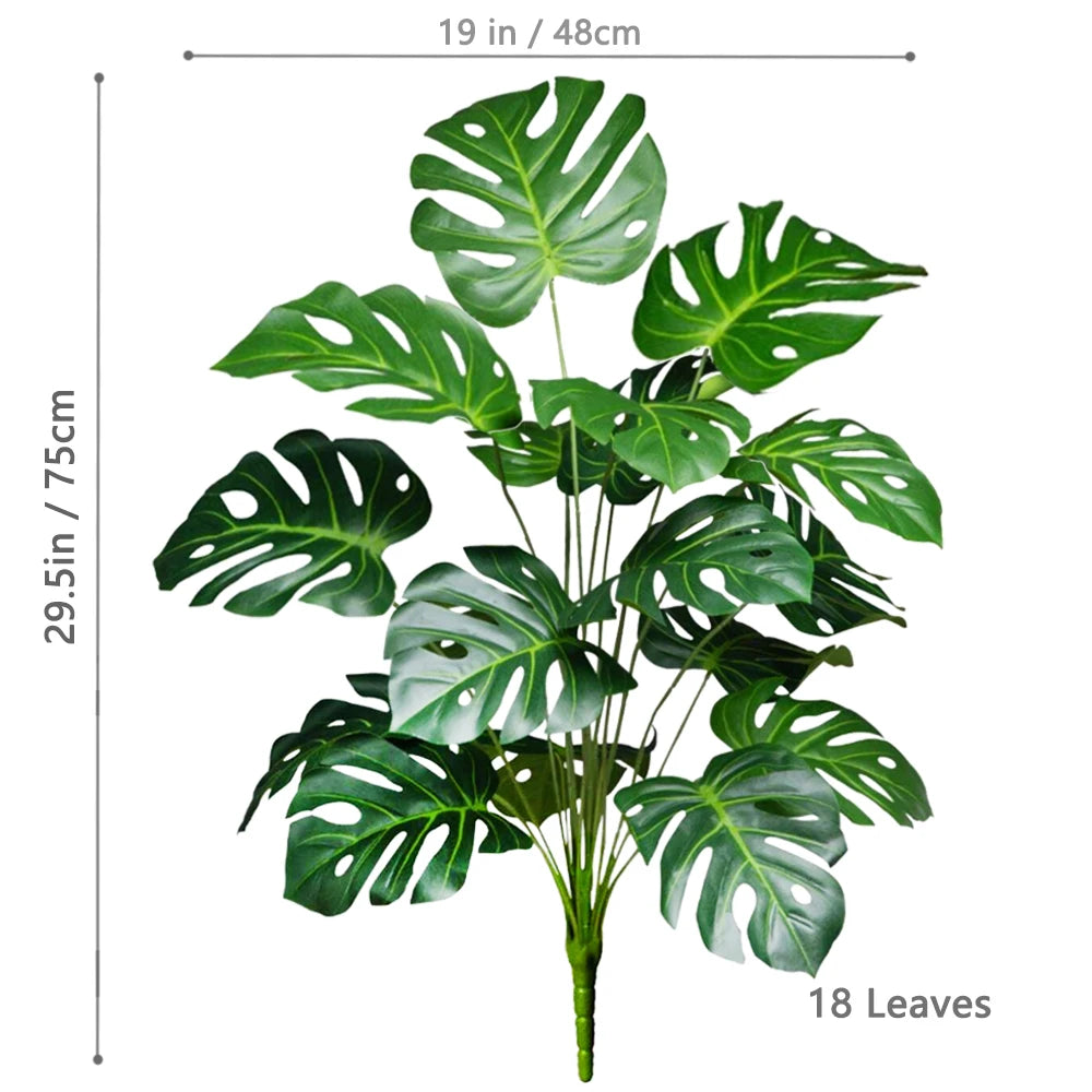 40-103cm /40.5in Artificial Monstera Plants Fake Palm Tree Plastic Turtle Leaves Green Tall Plants For Home Garden Room Decor
