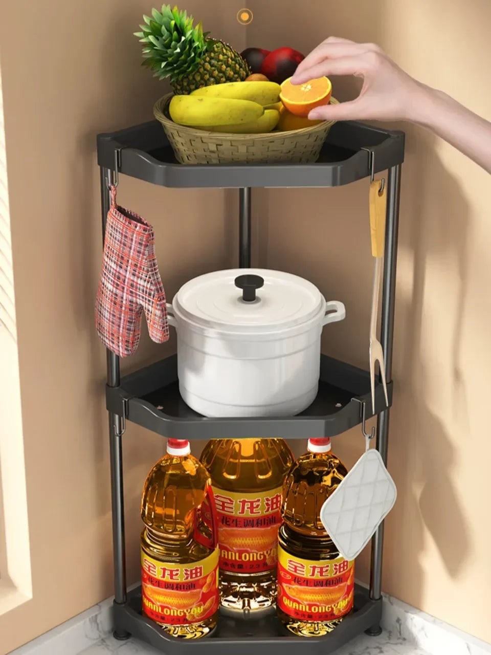Kitchen Seasoning Shelf Spice Countertop Corner Stands Multi-layer Storage Easy To Clean High-quality Steel Plate Kitchen Shelf