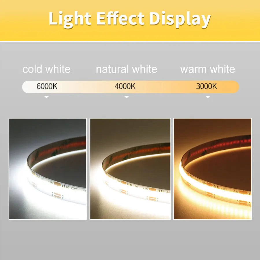 Linear Dimmable 24V 12V COB LED Strip Lights