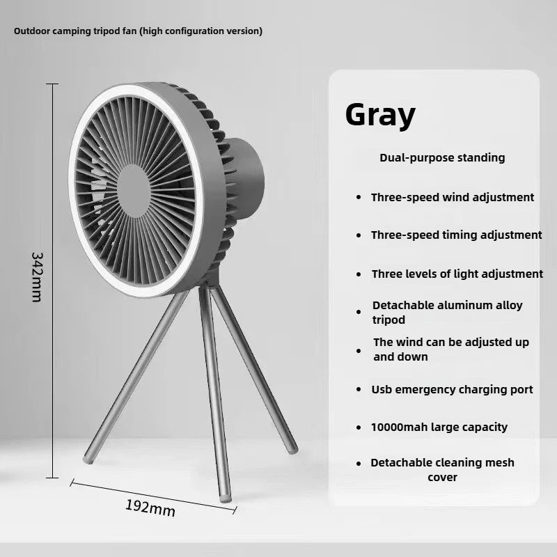 New 10000mAh Camping Fan with Power Bank LED Lighting Rechargeable Desktop Portable Circulator Outdoor Ceiling Electric Fan 2025