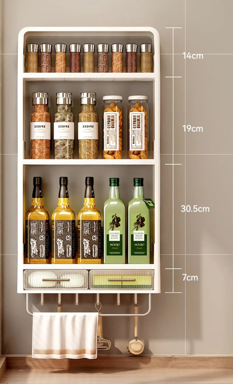 Kitchen Bathroom Wall Shelf Multi-layer Cupboard Seasoning Home Storage Rack Organizer Accessories Freestanding Space Saver