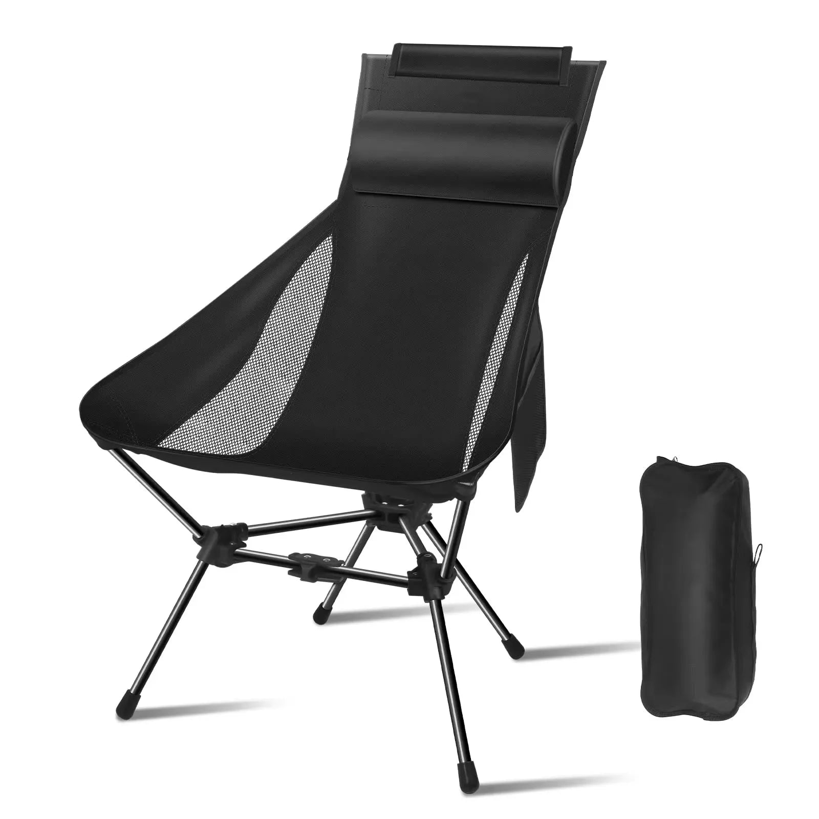 WESTTUNE Camping Moon Chair Ultralight Fishing Folding Chair with Headrest for Relaxing Foldable Leisure Travel Furniture Picnic