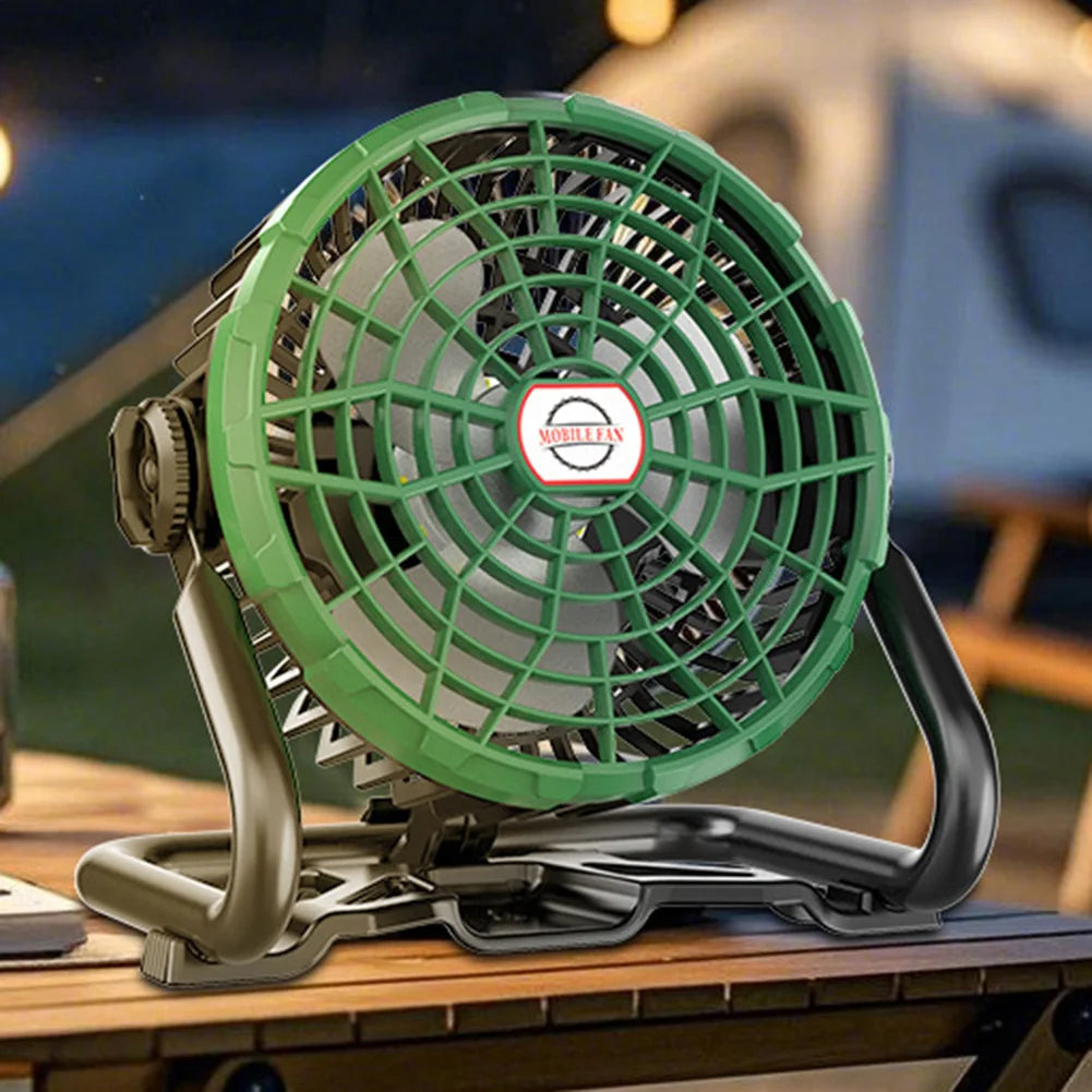 Portable Camping Fan with LED Camping Lamp USB Rechargeable Outdoor Tent Fan 4400mAh Camping Air Circulators for Fishing Picnic