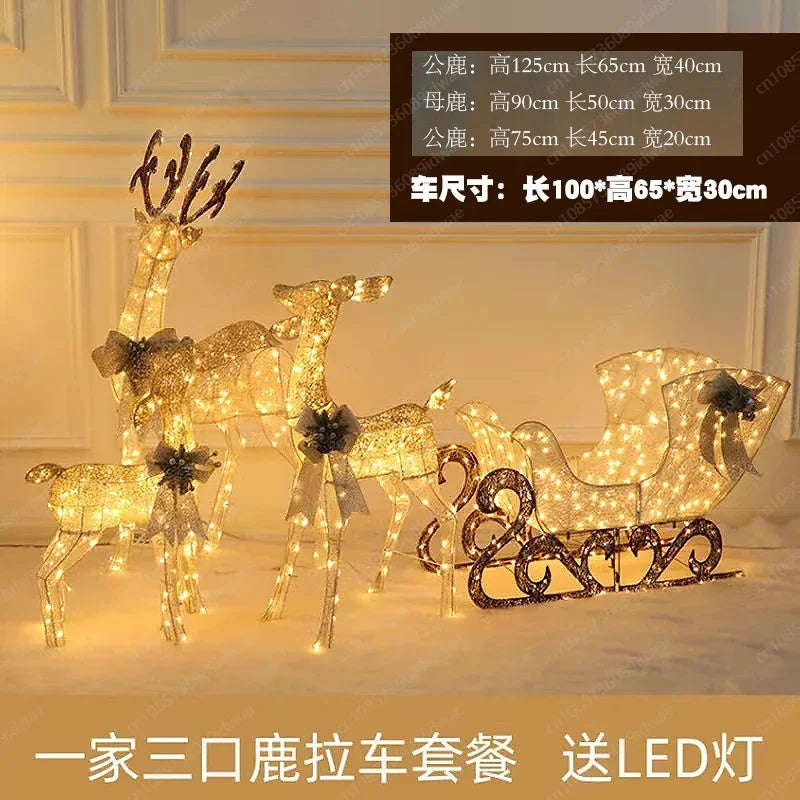 Christmas large scene deer sleigh car elk Santa decorations beautiful props Christmas tree ornaments
