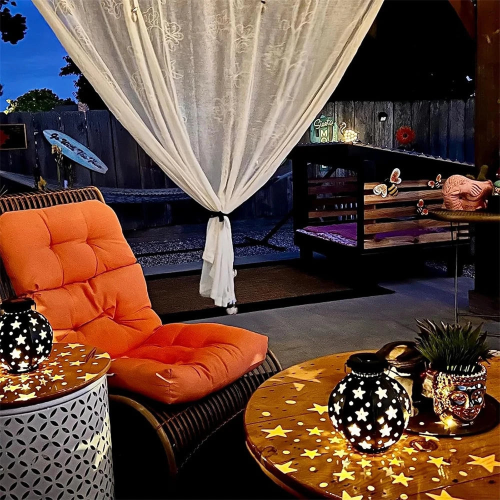 Garden Star Projector Lamp Hanging Solar Lights Outdoor Hanging Solar Lanterns Retro Solar Lamp with Handle Outside Decorations