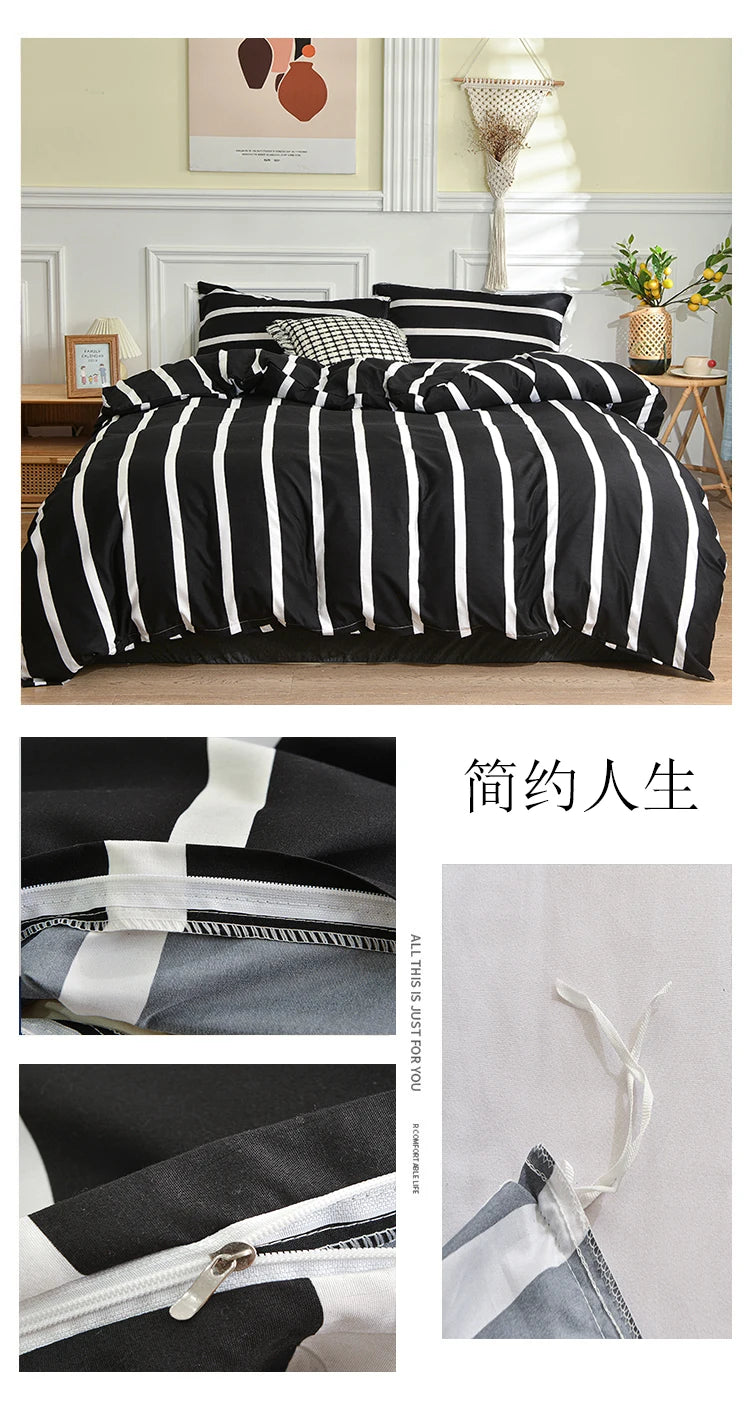 Black and White Bedding Set for Double Bed sabanas cama matrimonial Queen/King Comforter Sets Single Duvet Cover with Pillowcase
