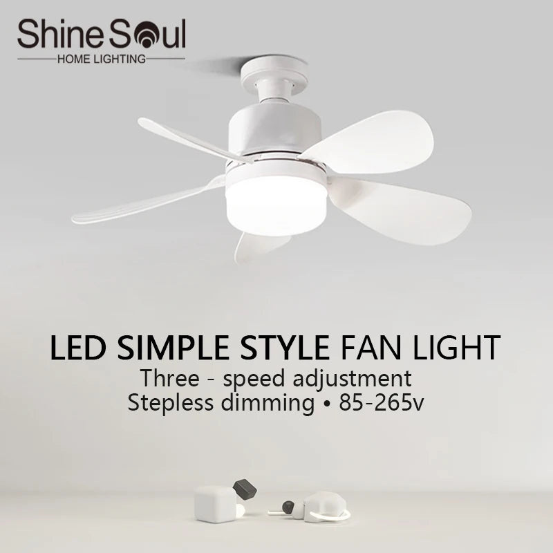 Smart 2-in-1 Ceiling Fan with Remote Control Dimming Lighting E27 Silent Fan Bedroom Living Room Kitchen Household Electric Fans