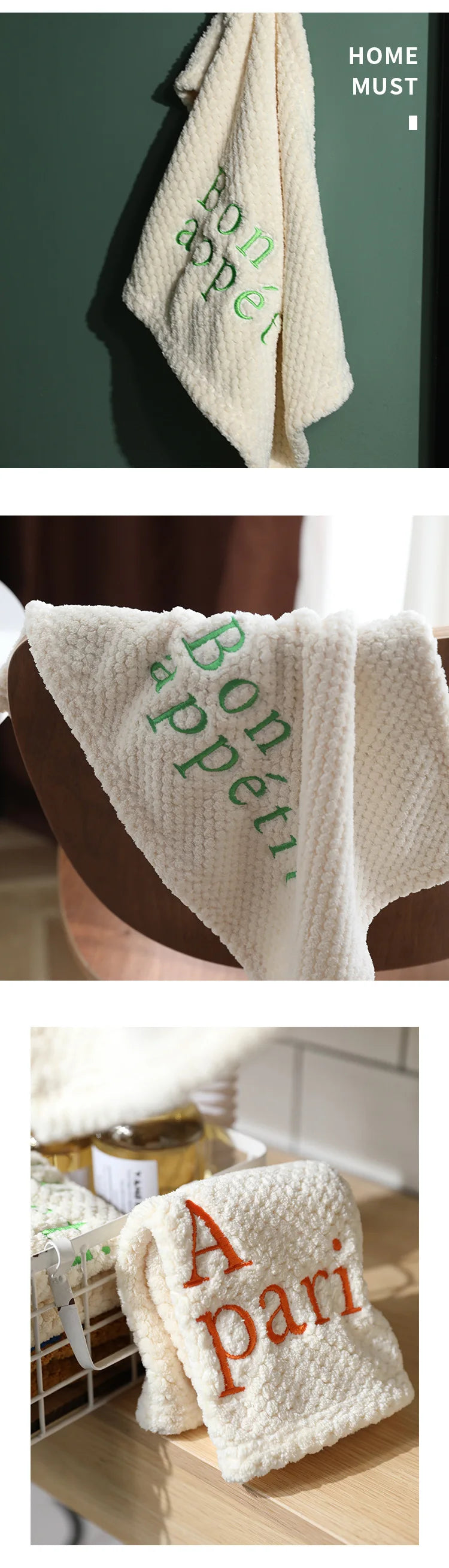 Hand Towel Embroidered Letter Soft Absorbent Bathroom Kitchen Cleaning Cloth Small Square Towel Hair Drying Wholesale Price