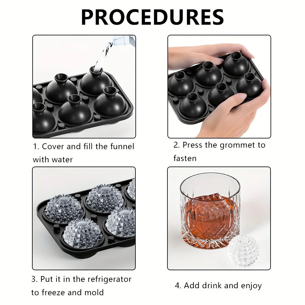 Easy-Release Silicone Ice Cube Tray with Funnel - Stackable Leakproof Design for Whiskey & Drinks - Perfect for Parties & Home