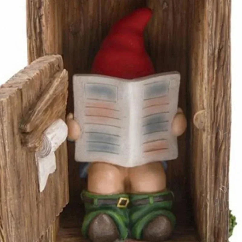 Reading Book Gnome Statue Sculpture Forgot Closing Door Resin Funny Vivid Naughty Dwarf Figurine Ornament Garden Decor Art Craft