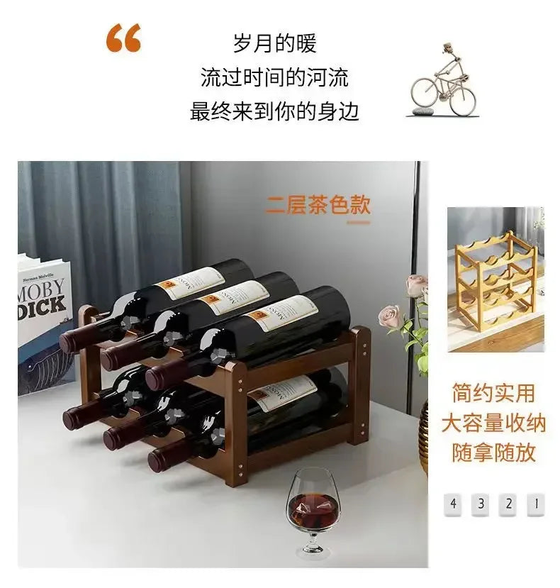 Red WineRack Decoration Household Grid Wine Display Rack Table Creative WineBottle rack Simple wine Cabinet Assemble StorageRack