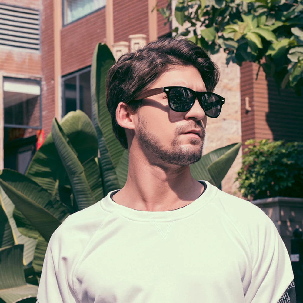 GM Environment-Friendly Retro Walnut Wood Sunglasses UV400 Polarized Bamboo Sunglasses Men's Fashion
