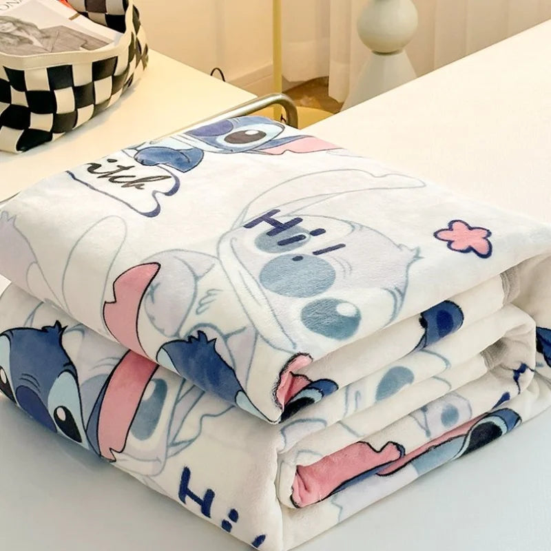 Stitch Cartoon Blanket Kawaii Lightweight Style Home Textile Flannel Soft Throw Blanket Bedding Sofa Cover for Kids Gift