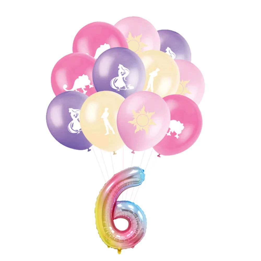 Disney Tangled Rapunzel Princess Party Decorations Disposable Paper Cup Plate Banner Balloons for Girls Birthday Party Supplies