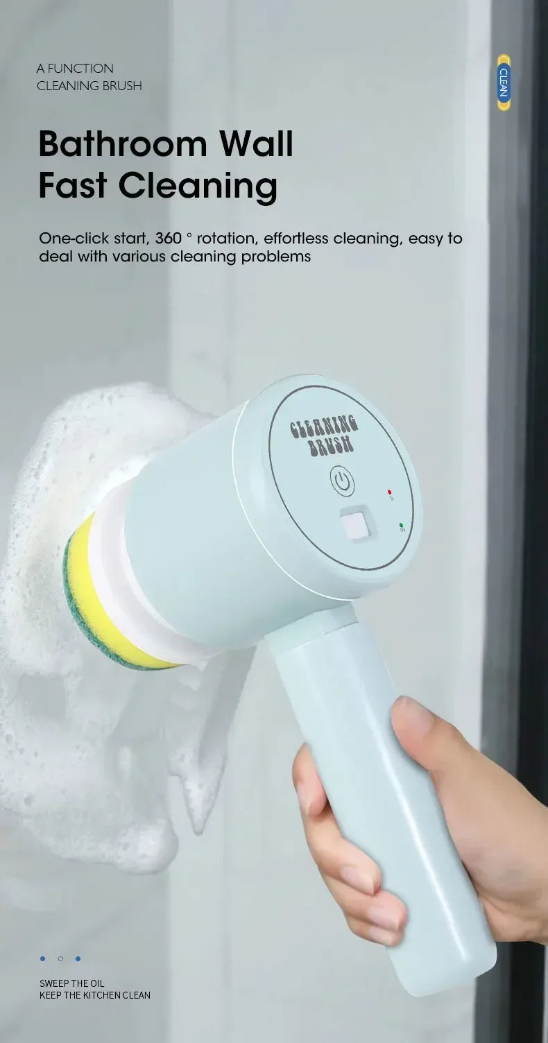 New Cordless Spin Scrubber Electric Rechargeable 5 in 1 Brush Heads for Bathroom Kitchen Tile Grout Shower Car Deep Clean